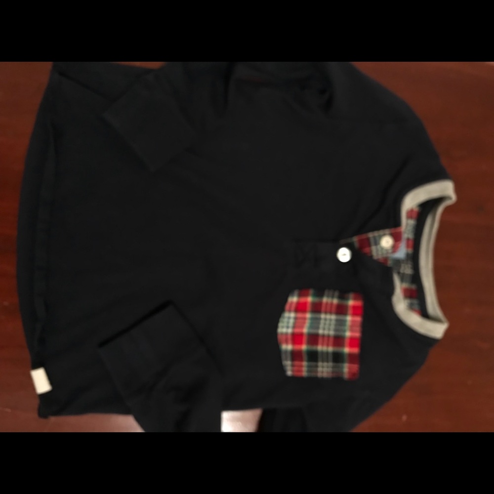 Baby Gap Navy Tee with Plaid Pockets